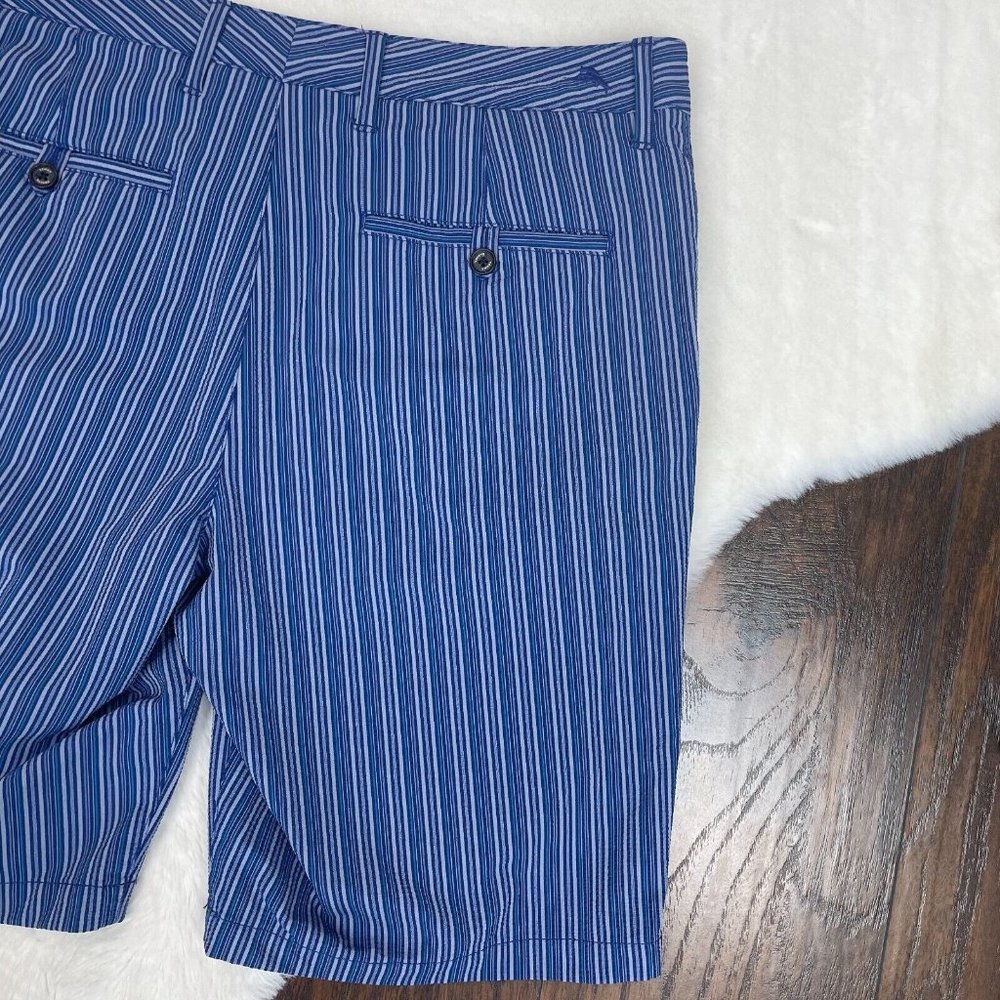 Tommy Bahama Shorts 33 Blue Striped Stretch Nylon 10" Inseam Golf Men's - Picture 5 of 9